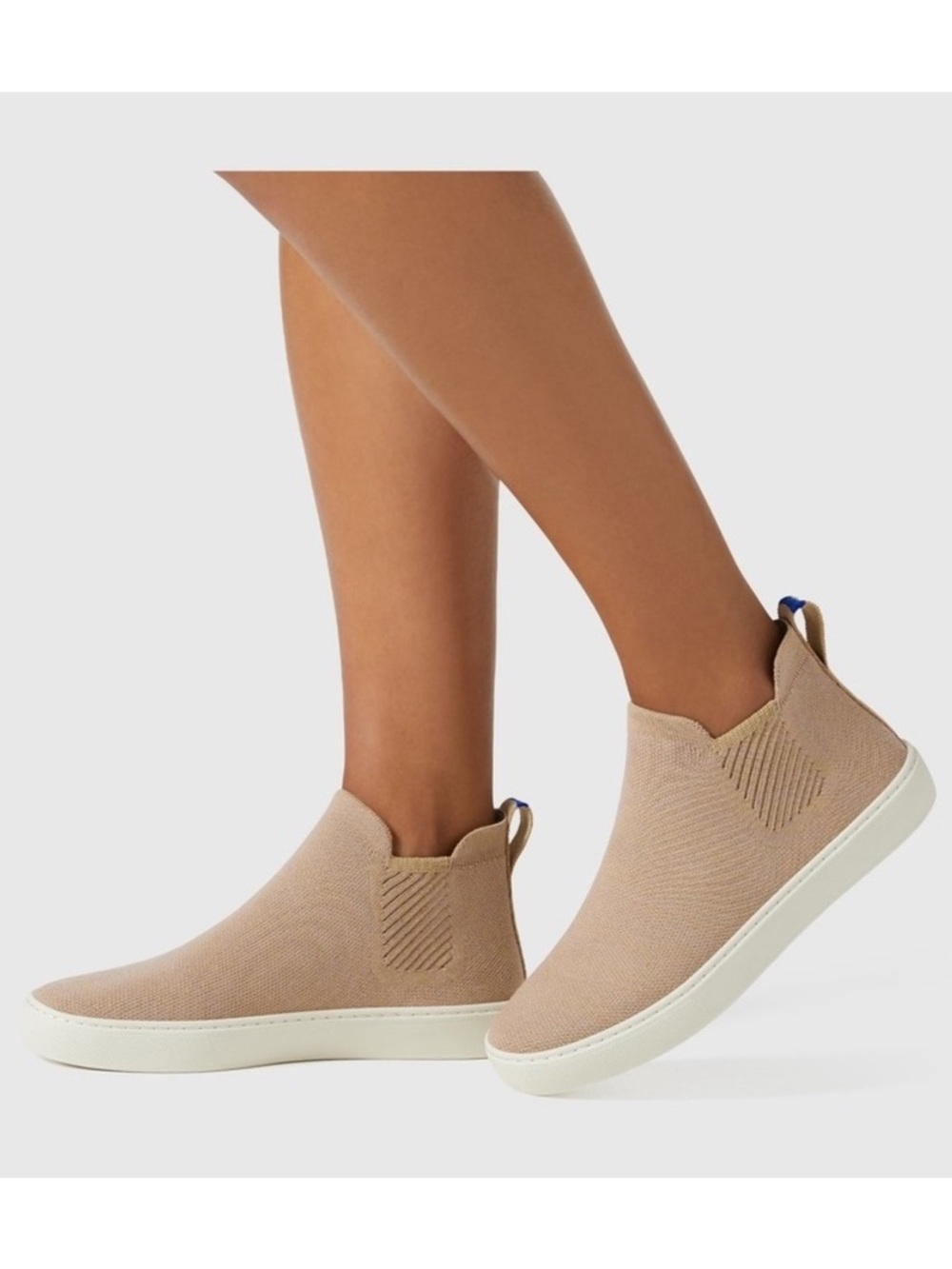 Rothy’s The Chelsea Boots Merino Wool Knit Slip On Camel Beige Size 9